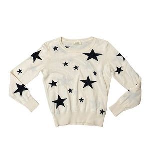 L'AGENCE WOMENS STAR LONG SLEEVE SWEATER IVORY / BLACK SIZE SMALL?